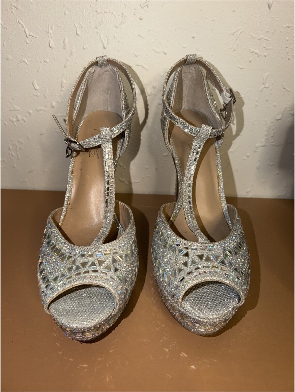 Thalia Sodi Womens 8.5 W Silver Bling Chace Stiletto Platform Pumps Heels ( L5)